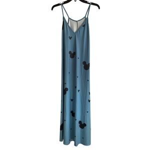Mickey Mouse Themed Graphic Maxi Dress Size S Sweetheart Neck Thin Straps Disney